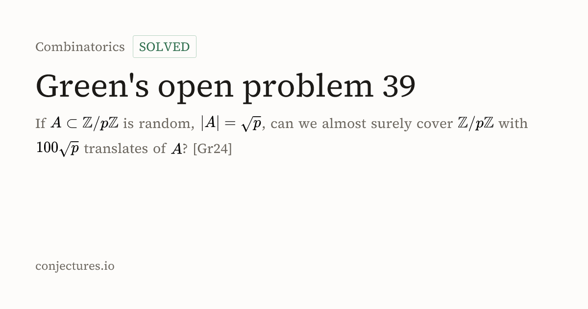 Green's open problem 39 · Conjectures.io